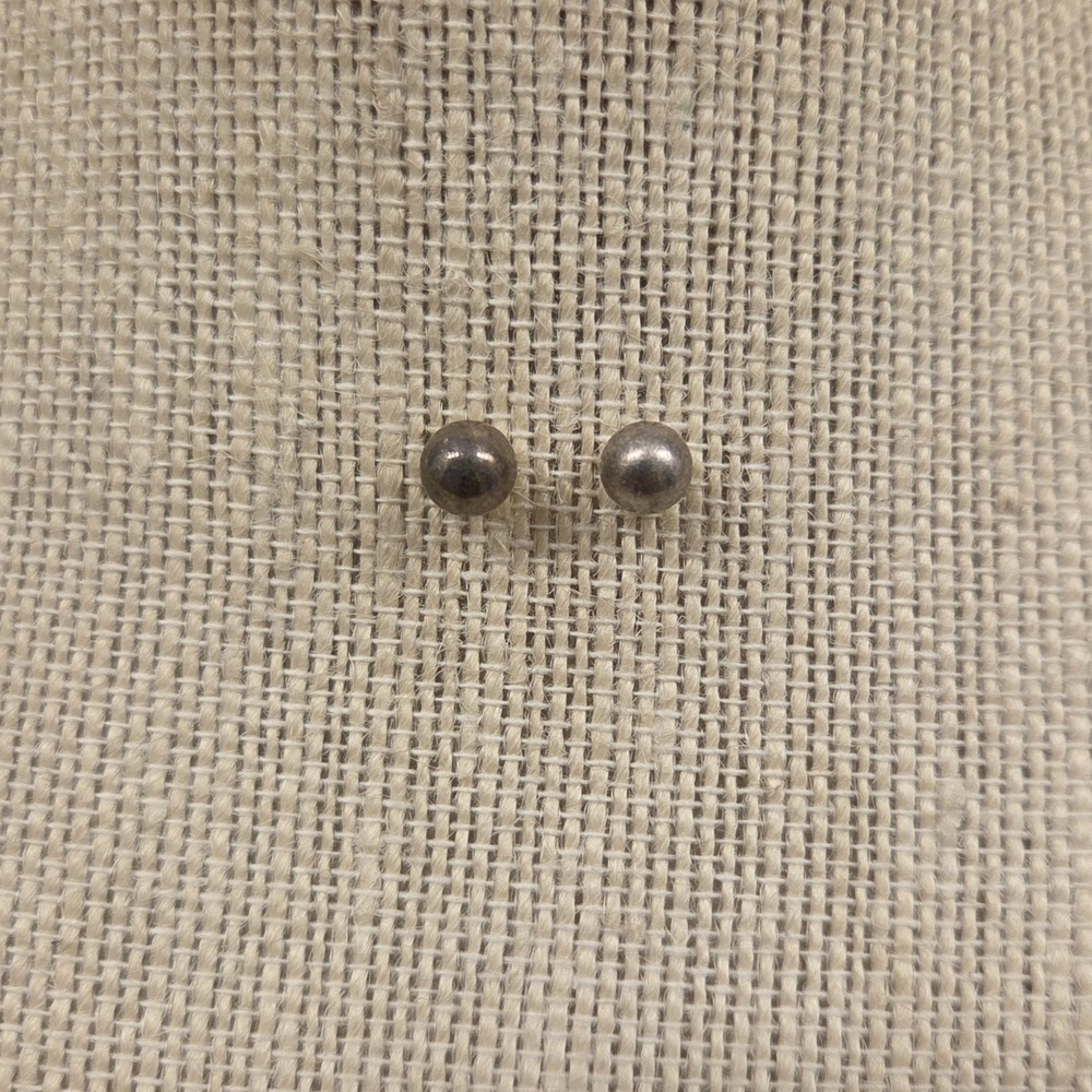 Vintage 6mm Sterling Silver Ball Stud‎ Earrings 925